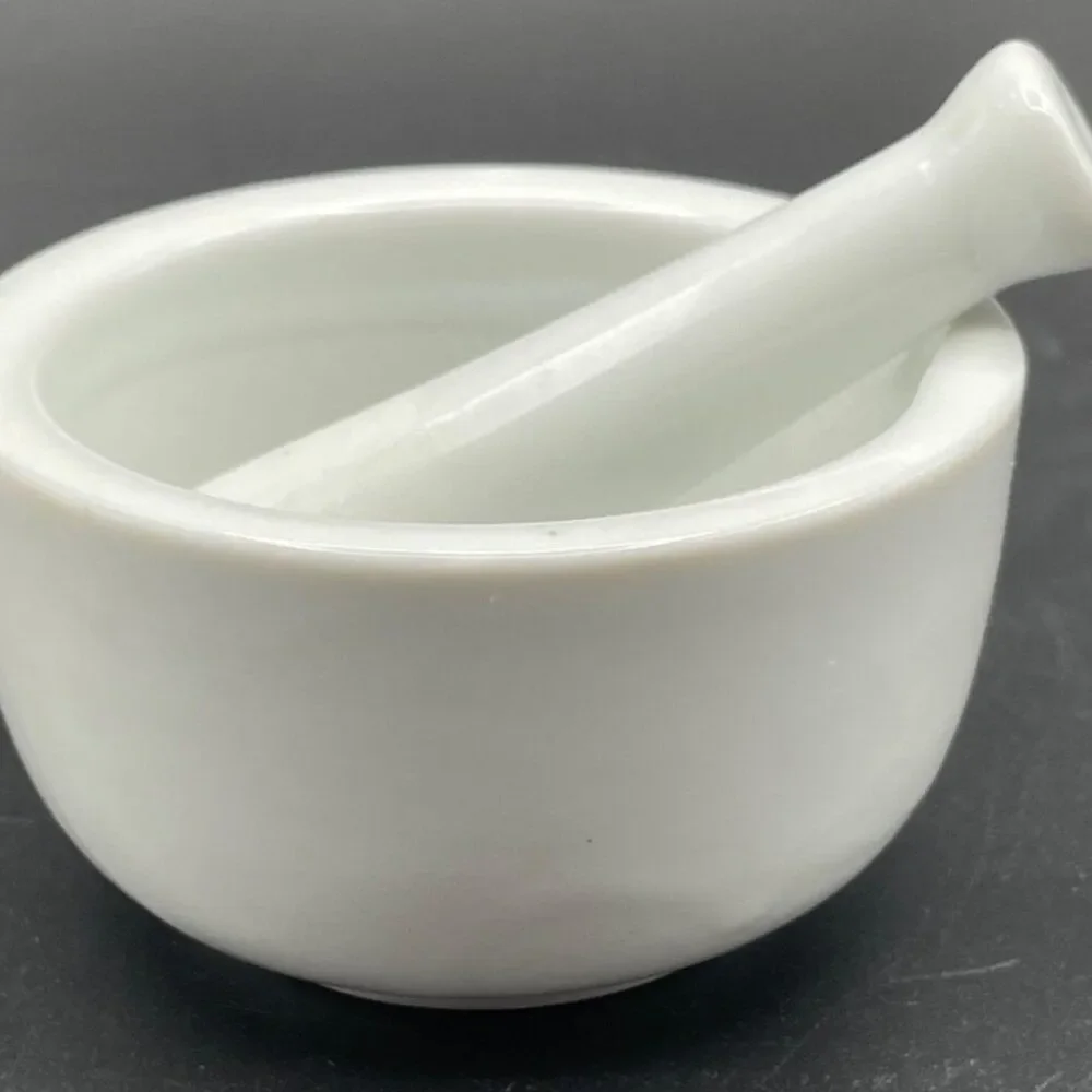 Set of 4 HIC Kitchen Small Mortar and Pestle Set Fine White Porcelain 2.75
